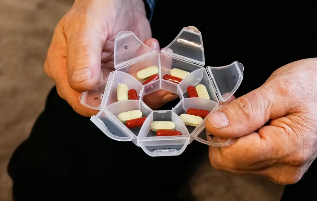Medication organizer representing medication administration records in a neglect case